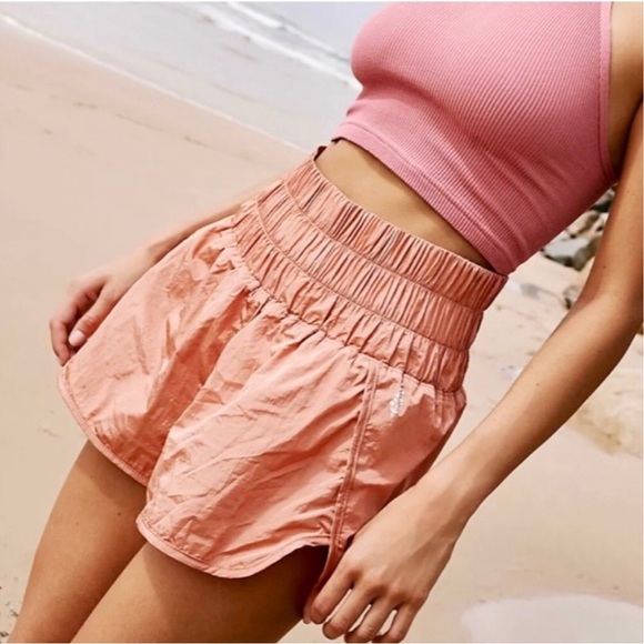 Free People Movement Peach Smocked Waist Dolphin Hem Athletic Womens - Picture 5 of 6